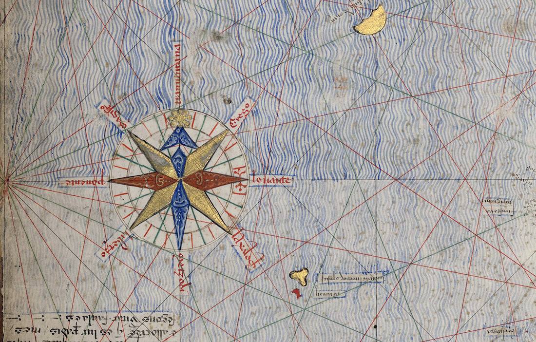 early compass rose on a map