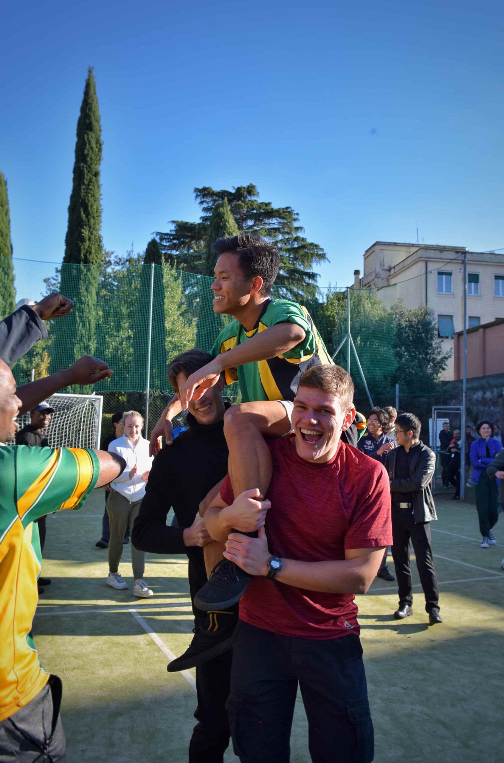 PC students playing soccer in Rome