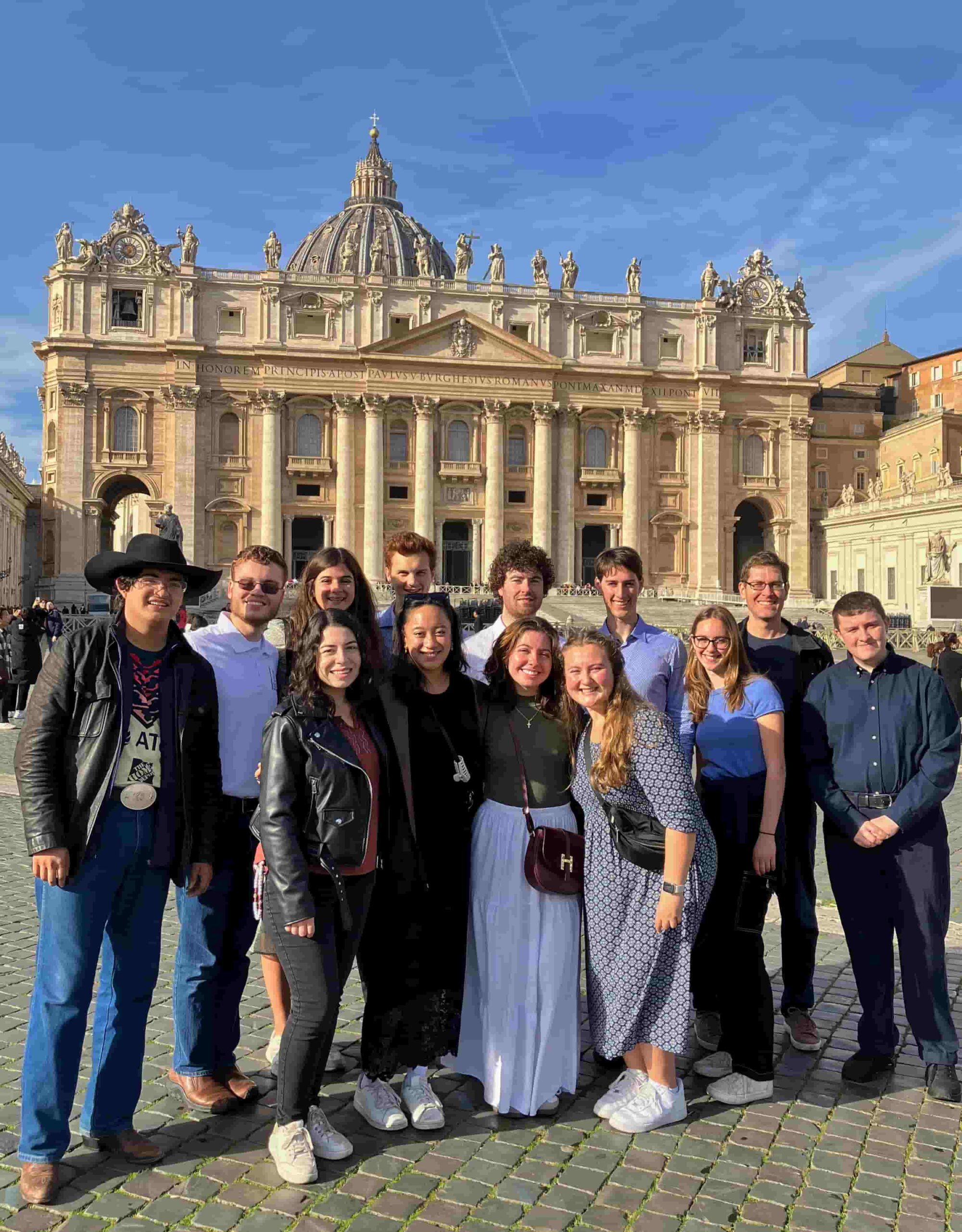 PC students in front of St. Peter's in Rome